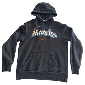 Nike MLB Miami Marlins Pullover Hoodie Black Men's Size Large